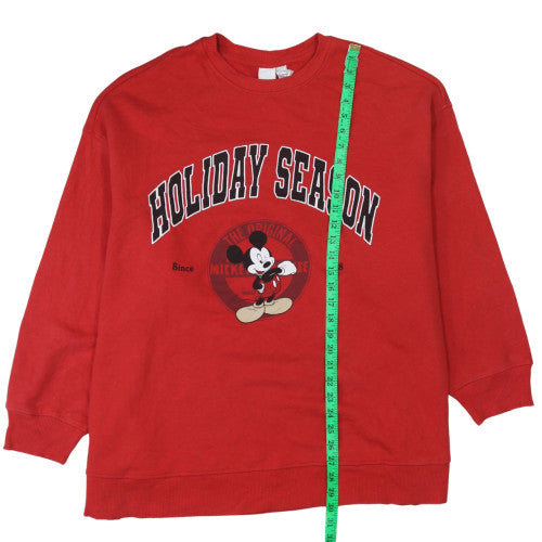 H&M Disney Women's Red Holiday Season Mickey Mouse Sweatshirt Size L