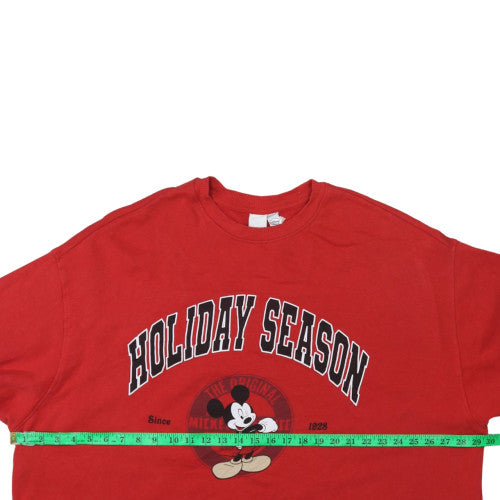 H&M Disney Women's Red Holiday Season Mickey Mouse Sweatshirt Size L