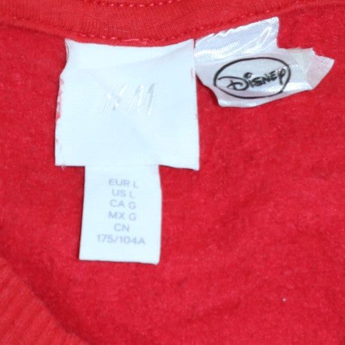 H&M Disney Women's Red Holiday Season Mickey Mouse Sweatshirt Size L