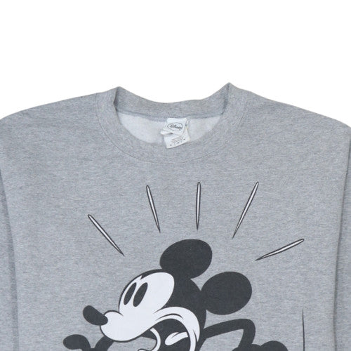 Disney Women Grey Mickey Mouse Pullover Sweatshirt M