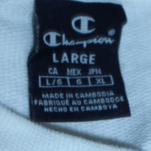Champion Men's White Large Crew Neck Graphic Sweatshirt