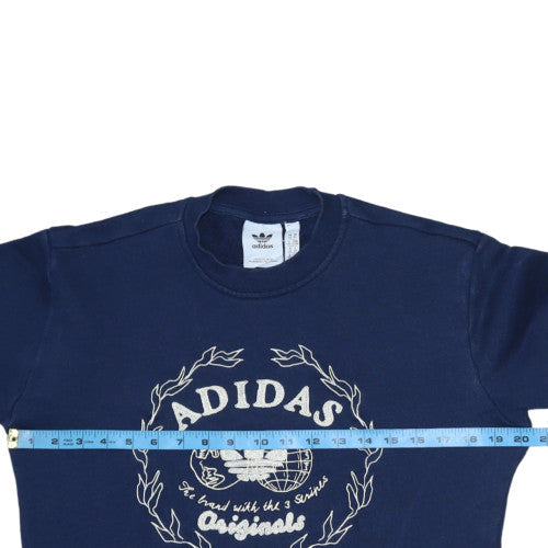 Adidas Mens Blue Crew Neck Pullover Sweatshirt XS Regular Fit