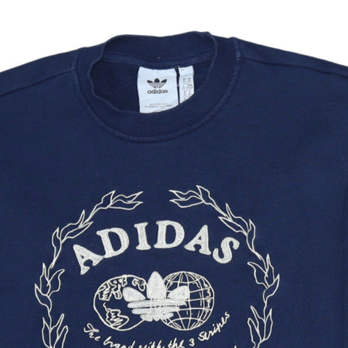 Adidas Mens Blue Crew Neck Pullover Sweatshirt XS Regular Fit