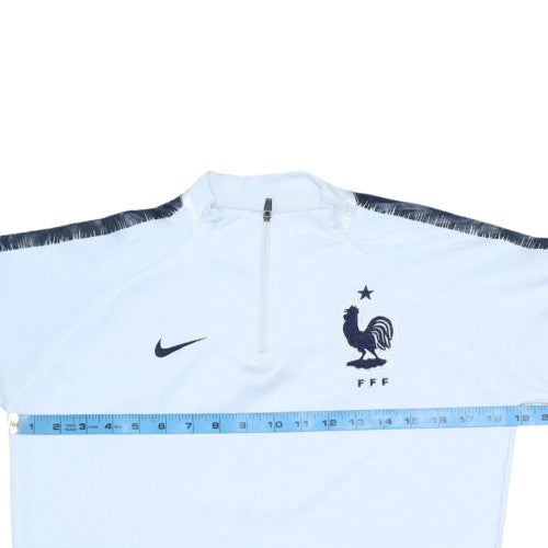Nike Dri-FIT France FFF White 1/4 Zip Women's Sweatshirt Size 14