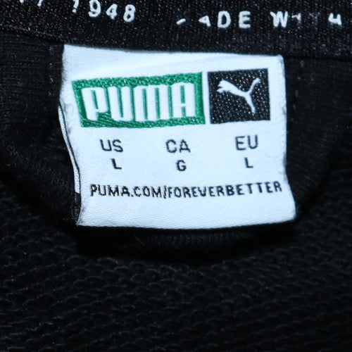 Puma Womens Black Full Zip Sweatshirt L Collared Logo Classic Fit