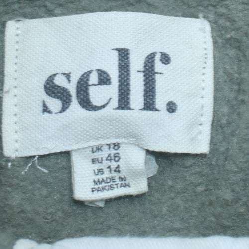 Next Men Green Collared Henley Sweatshirt L Logo Detail