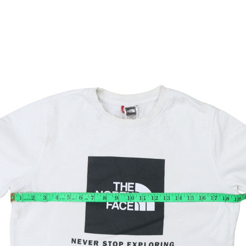 The North Face Boys White XL Pullover Sweatshirt Crew Neck Logo Design