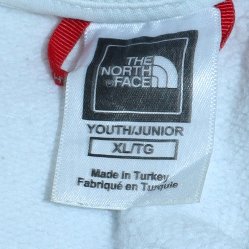 The North Face Boys White XL Pullover Sweatshirt Crew Neck Logo Design