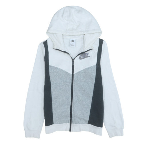 Nike Teens Grey Full Zip Hoodie L Logo Fleece Casual Sweatshirt