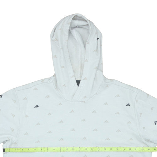 Adidas Men White Logo Pullover Hoodie L Regular Fit Fleece
