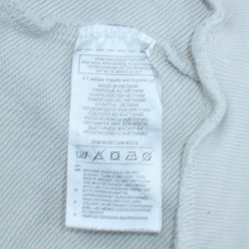Adidas Men White Logo Pullover Hoodie L Regular Fit Fleece