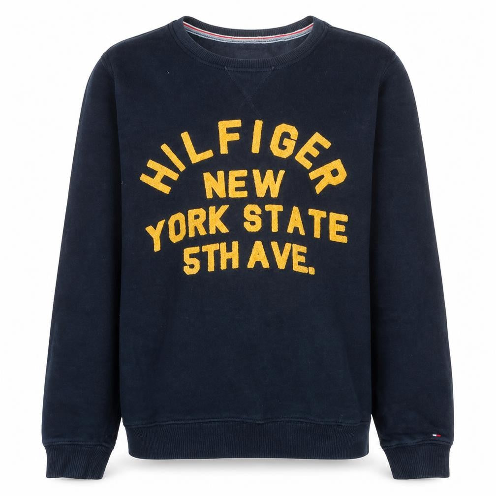 Tommy Hilfiger Men Blue L Pullover Sweatshirt Crew Neck Logo Print