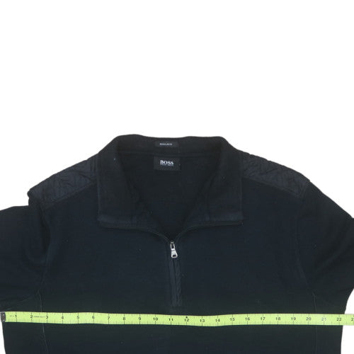 Hugo Boss Mens Black L Regular Fit 1/4 Zip Pullover Sweatshirt