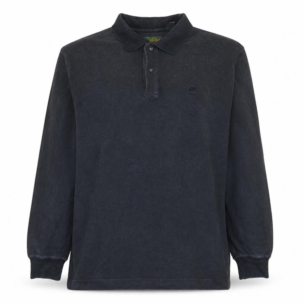 Timberland Men's Black Long Sleeve Cotton Button-Up Polo Shirt Size M