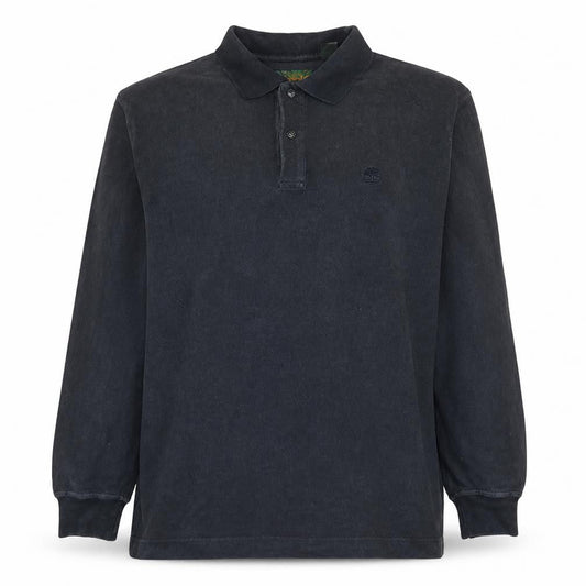 Timberland Men's Black Long Sleeve Cotton Button-Up Polo Shirt Size M