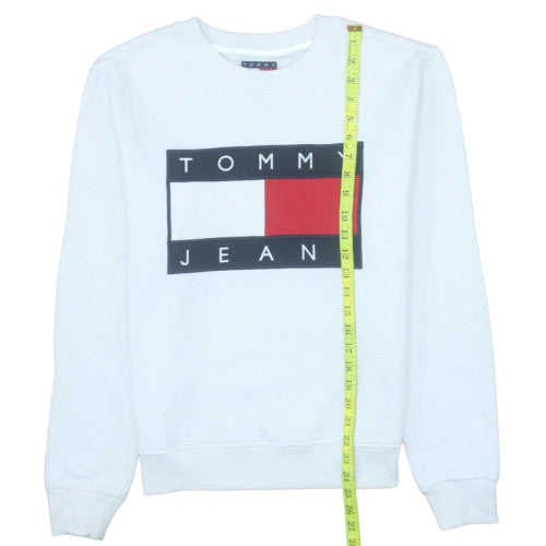 Tommy Jeans Men's White Logo Crew Neck Sweatshirt Size S
