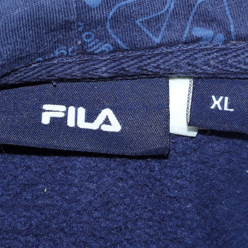 Fila Men’s Blue Pullover Hoodie XL Logo Graphic Fleece Sweatshirt