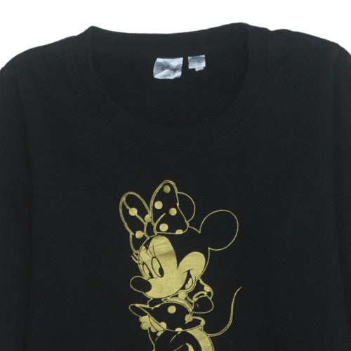 Disney Women Black Minnie Mouse Sweatshirt M UK12 Crew Neck