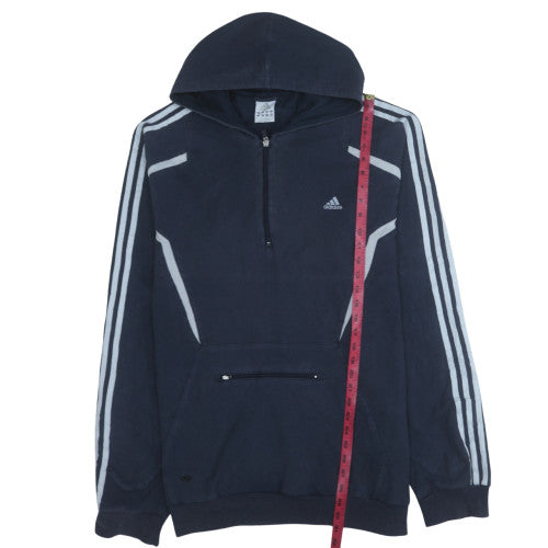 Adidas Men's Blue 2XL Half Zip Hooded Sweatshirt Fleece