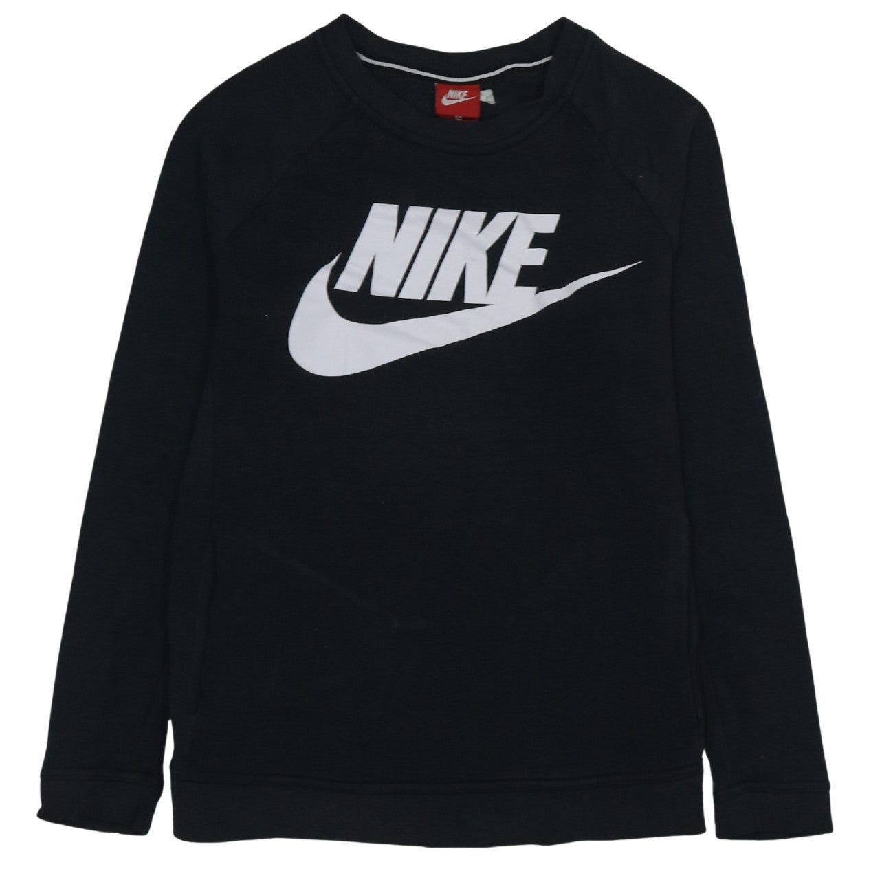 Nike Men Black Small Pullover Sweatshirt Crew Neck Logo Fleece