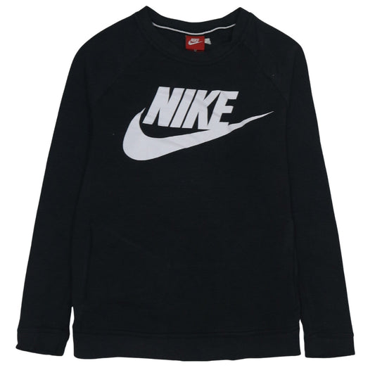 Nike Men Black Small Pullover Sweatshirt Crew Neck Logo Fleece