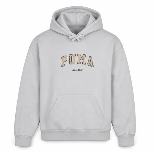 Puma Women's White Pullover Hoodie Size M Logo Fleece Sweatshirt
