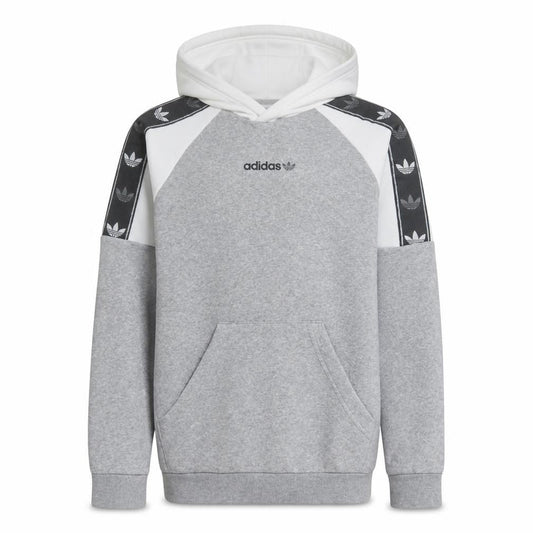 Adidas Boys Grey & White Pullover Hoodie with Trefoil Logo Size 11-12 Years