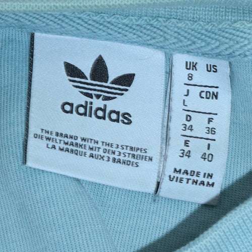 Adidas Women Blue Crew Neck Pullover Sweatshirt UK 8