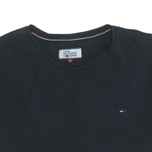 Tommy Hilfiger Denim Men's Black Crew Neck Cotton T-Shirt L