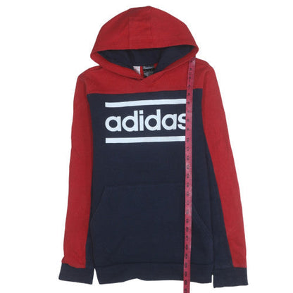 Back view of Adidas boys’ red and blue pullover hoodie 15-16 years regular fit