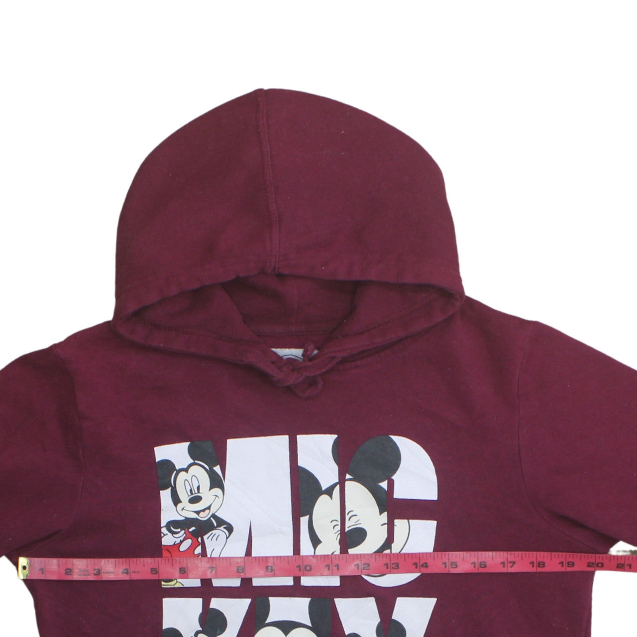 Disney Women’s Burgundy Mickey Hoodie Size 12 Pullover Sweatshirt