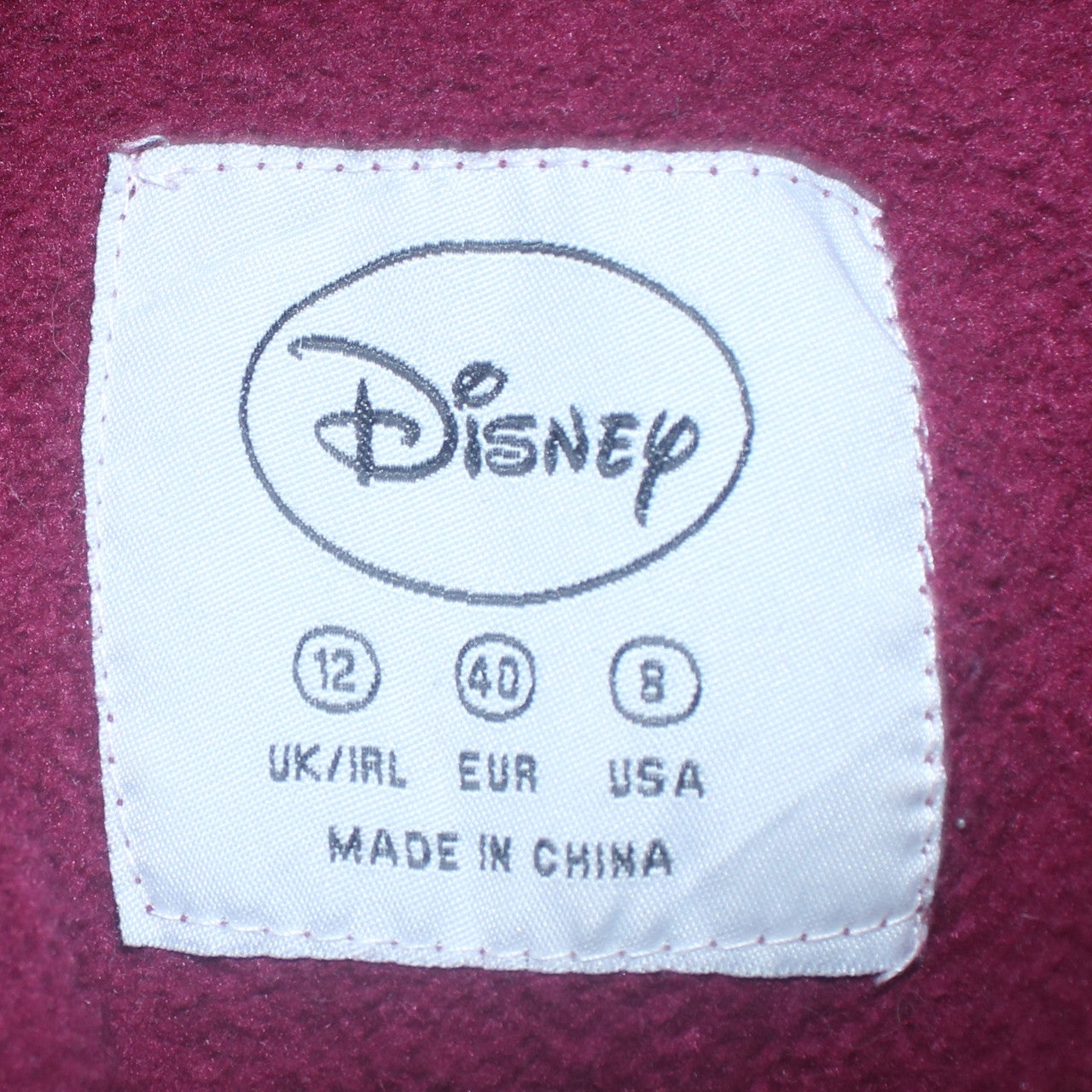 Disney Women’s Burgundy Mickey Hoodie Size 12 Pullover Sweatshirt