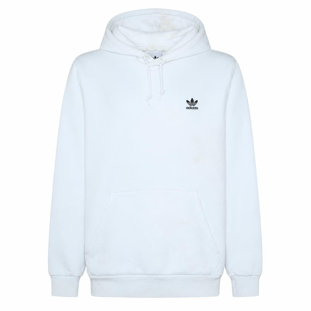 Adidas Men's White Pullover Hoodie M Regular Fit Fleece Sportswear