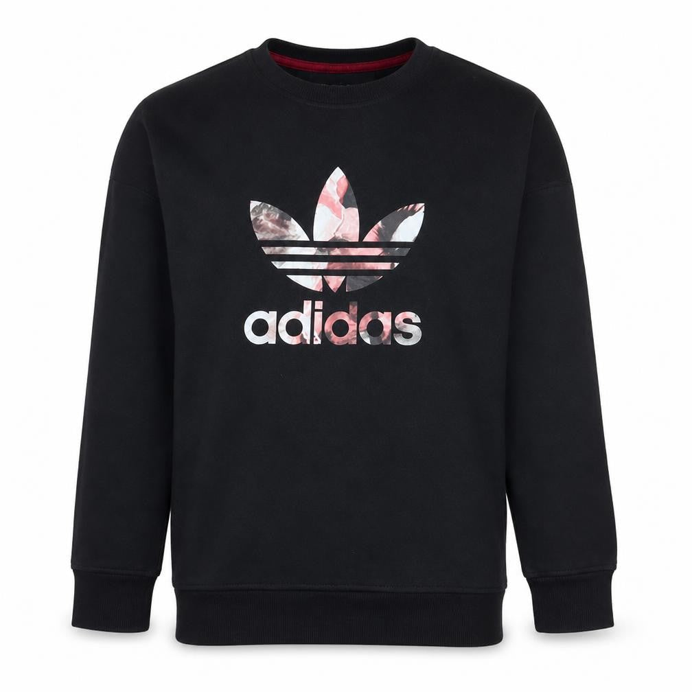 Adidas Girls Black Floral Logo Crew Neck Sweatshirt XL 14-15 Years