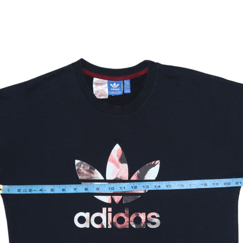 Adidas Girls Black Floral Logo Crew Neck Sweatshirt XL 14-15 Years