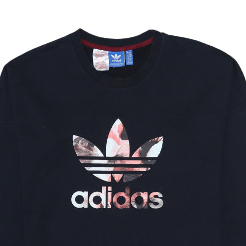 Adidas Girls Black Floral Logo Crew Neck Sweatshirt XL 14-15 Years