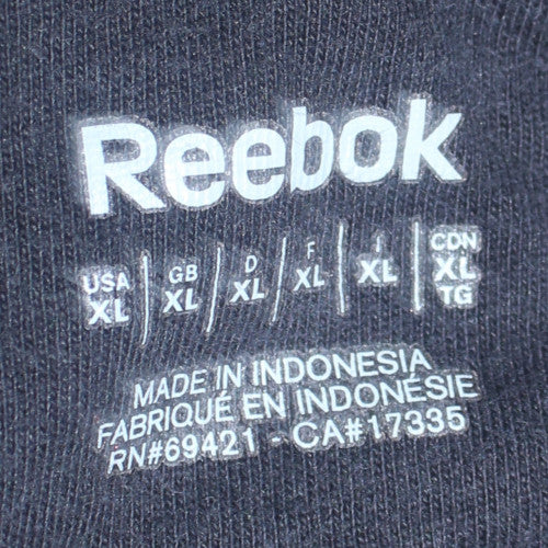 Reebok Men's Black XL Pullover Hoodie Fleece Logo Sweatshirt