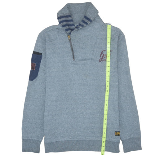 G-Star RAW Men's Blue L Henley 1/4 Zip Sweatshirt