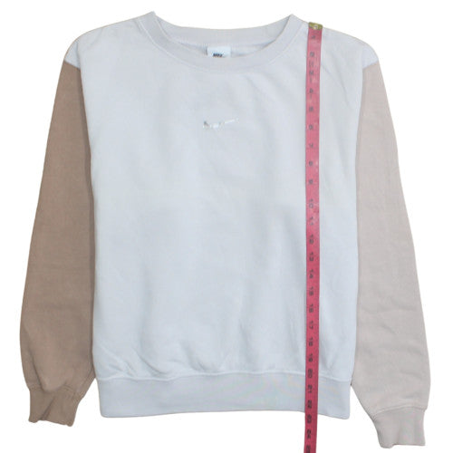 Nike Women's Beige & White Loose Fit Crew Neck Sweatshirt Size S