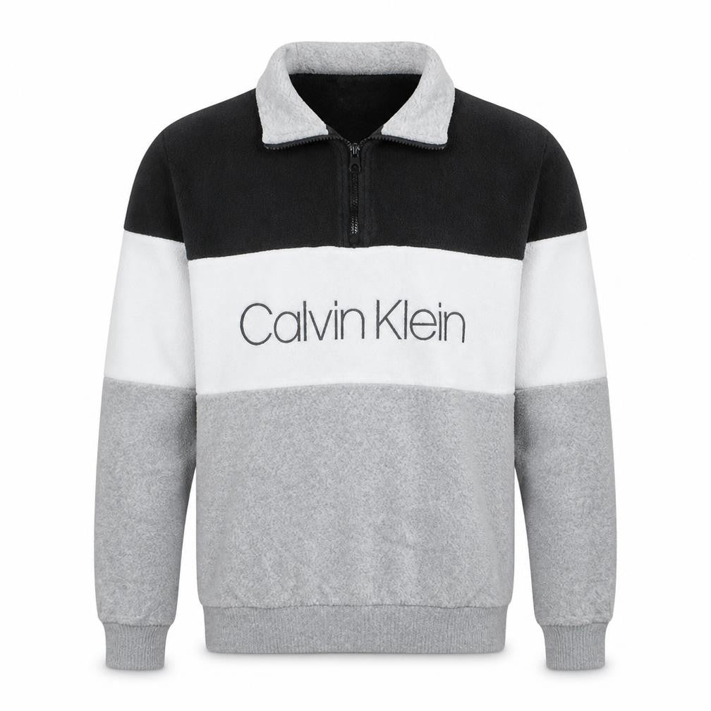 Calvin Klein Men's Grey Colour Block 1/4 Zip Sweatshirt S