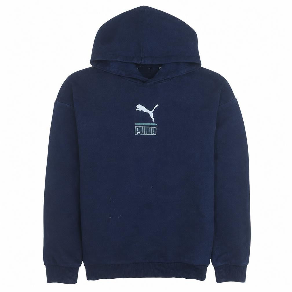 Puma Boys Blue Pullover Hoodie 13-14 Years Fleece Sports Logo Sweatshirt