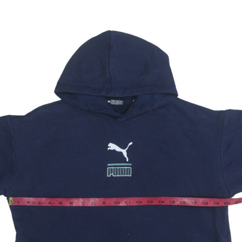 Puma Boys Blue Pullover Hoodie 13-14 Years Fleece Sports Logo Sweatshirt