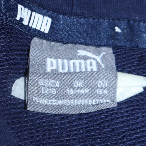 Puma Boys Blue Pullover Hoodie 13-14 Years Fleece Sports Logo Sweatshirt