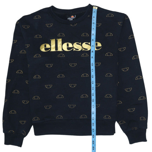Ellesse Womens Black Gold Logo Pullover Sweatshirt UK 14