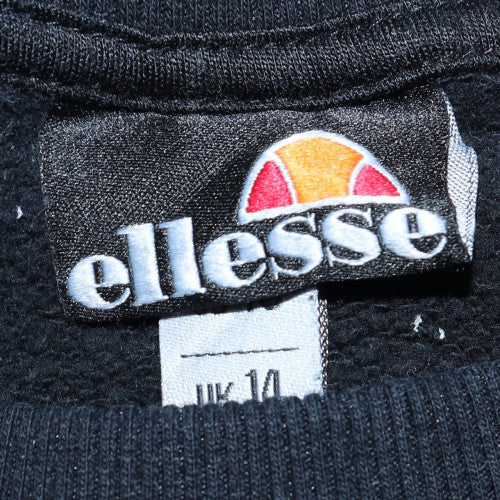 Ellesse Womens Black Gold Logo Pullover Sweatshirt UK 14
