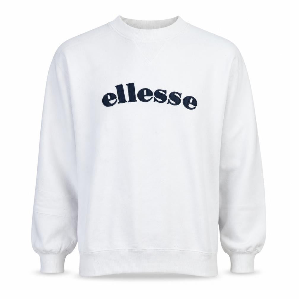 Ellesse Men's White Embroidered Logo Pullover Sweatshirt M