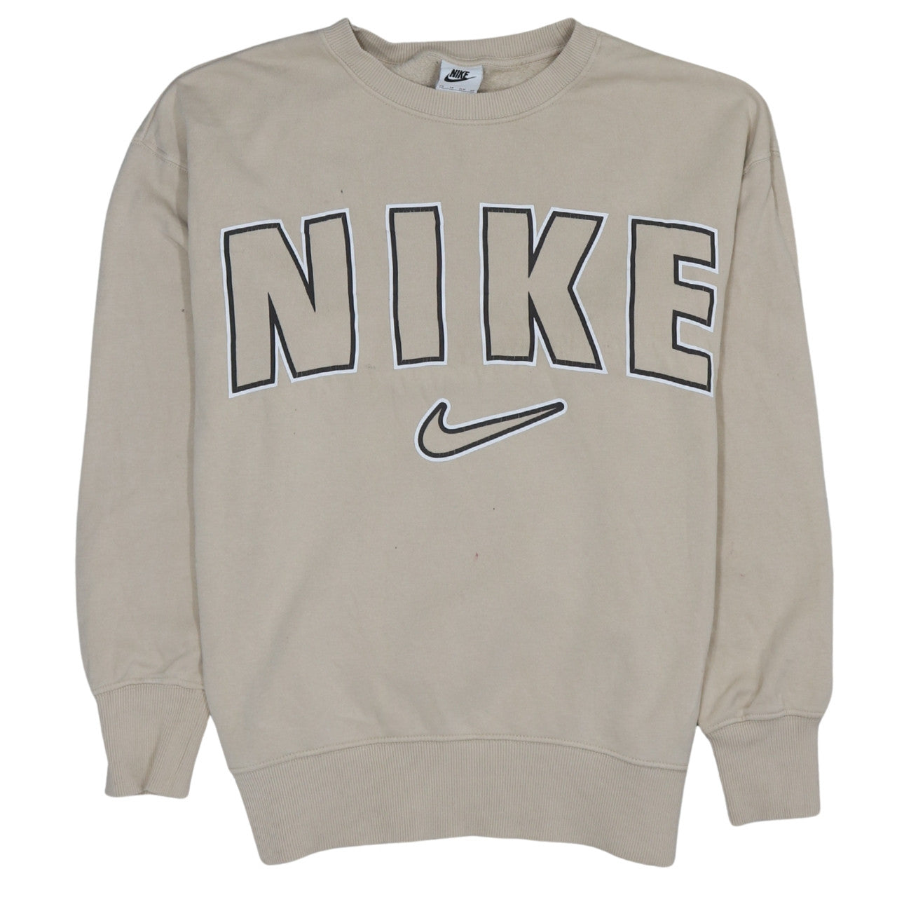 Nike Men's Beige XS Pullover Crew Neck Logo Sweatshirt