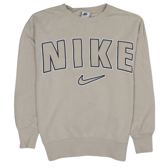 Nike Men's Beige XS Pullover Crew Neck Logo Sweatshirt