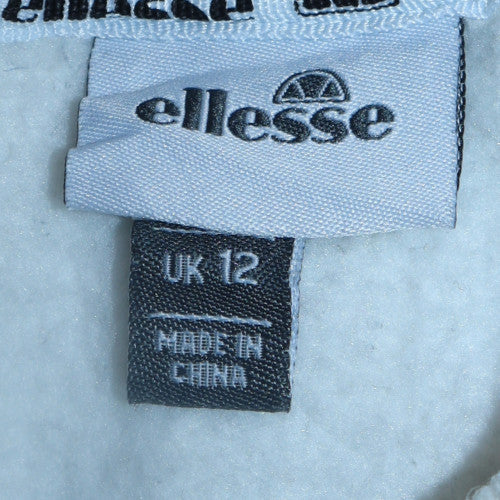 Ellesse Women White Crew Neck Pullover Sweatshirt UK 12
