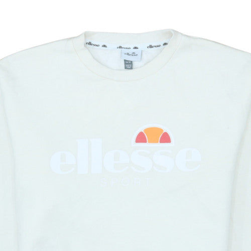 Ellesse Women White Crew Neck Pullover Sweatshirt UK 12
